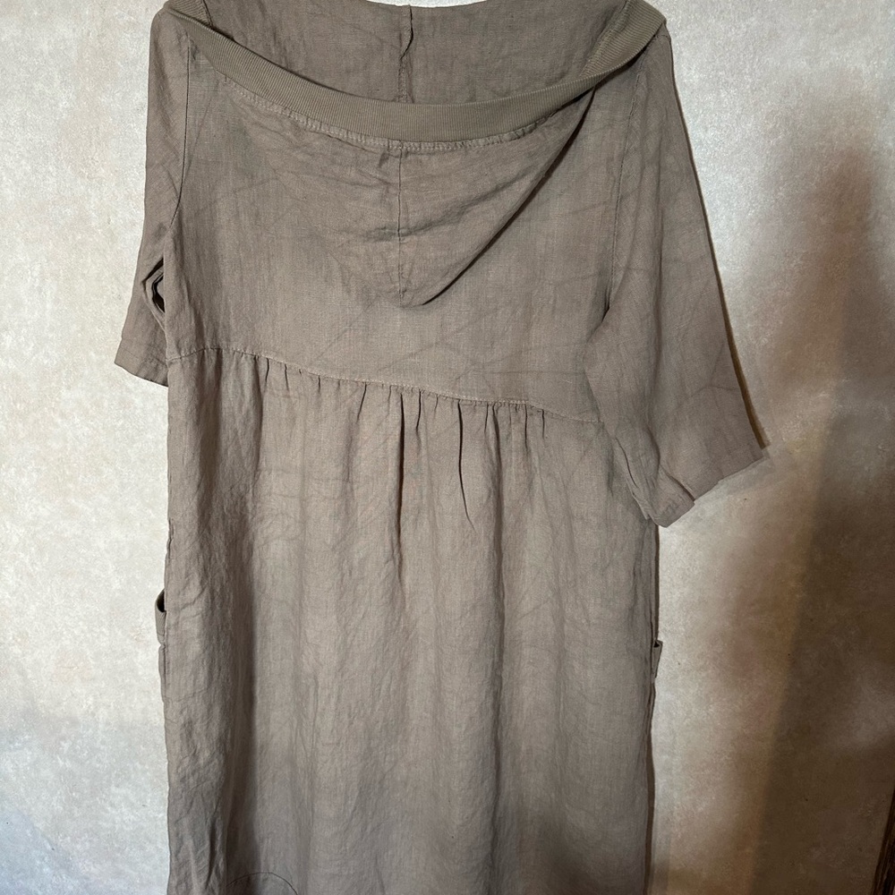 Rosemarine 100% Linen Casual Tan Button-Down Women's Top - Picture 2 of 5